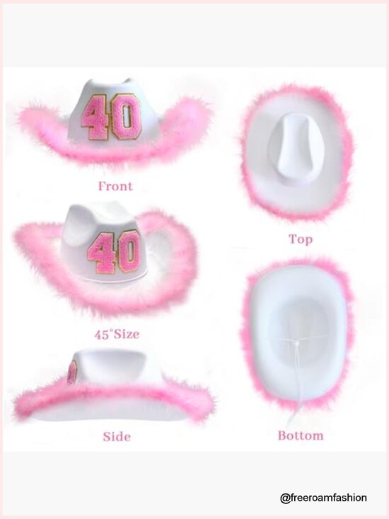 Pink Cowboy Hat - 40th Birthday Cowgirl Hat for Women main image 7